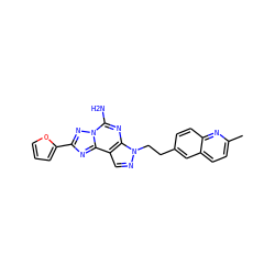 Cc1ccc2cc(CCn3ncc4c3nc(N)n3nc(-c5ccco5)nc43)ccc2n1 ZINC000011689564