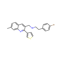 Cc1ccc2cc(CNCCc3ccc(Br)cc3)c(-c3ccsc3)nc2c1 ZINC000064539397