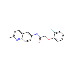 Cc1ccc2cc(NC(=O)COc3ccccc3F)ccc2n1 ZINC000095556801