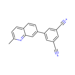 Cc1ccc2ccc(-c3cc(C#N)cc(C#N)c3)cc2n1 ZINC000028823068