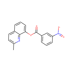 Cc1ccc2cccc(OC(=O)c3cccc([N+](=O)[O-])c3)c2n1 ZINC000000326421