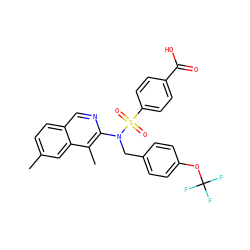 Cc1ccc2cnc(N(Cc3ccc(OC(F)(F)F)cc3)S(=O)(=O)c3ccc(C(=O)O)cc3)c(C)c2c1 ZINC000261192996