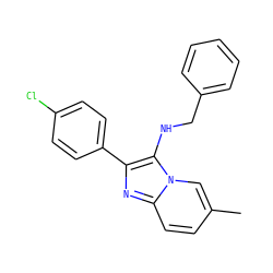Cc1ccc2nc(-c3ccc(Cl)cc3)c(NCc3ccccc3)n2c1 ZINC000035157080