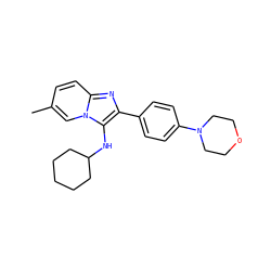 Cc1ccc2nc(-c3ccc(N4CCOCC4)cc3)c(NC3CCCCC3)n2c1 ZINC000073295257