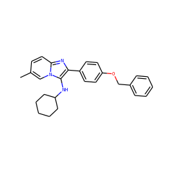 Cc1ccc2nc(-c3ccc(OCc4ccccc4)cc3)c(NC3CCCCC3)n2c1 ZINC000073295919
