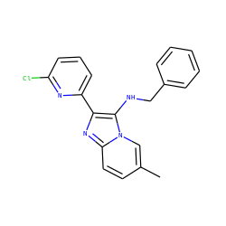 Cc1ccc2nc(-c3cccc(Cl)n3)c(NCc3ccccc3)n2c1 ZINC001772572257