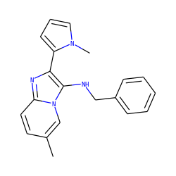 Cc1ccc2nc(-c3cccn3C)c(NCc3ccccc3)n2c1 ZINC001772652024