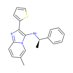 Cc1ccc2nc(-c3cccs3)c(N[C@H](C)c3ccccc3)n2c1 ZINC001772604213