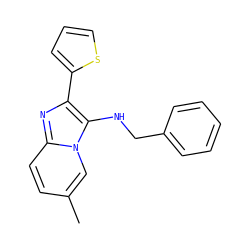 Cc1ccc2nc(-c3cccs3)c(NCc3ccccc3)n2c1 ZINC000000319786