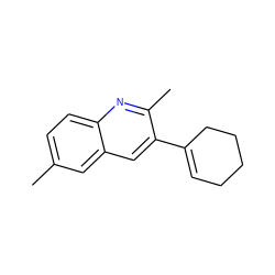 Cc1ccc2nc(C)c(C3=CCCCC3)cc2c1 ZINC000653891177