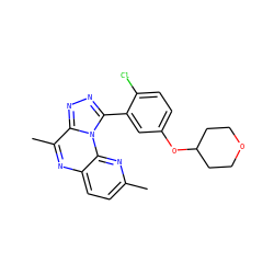 Cc1ccc2nc(C)c3nnc(-c4cc(OC5CCOCC5)ccc4Cl)n3c2n1 ZINC000145717920