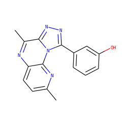 Cc1ccc2nc(C)c3nnc(-c4cccc(O)c4)n3c2n1 ZINC000145712451