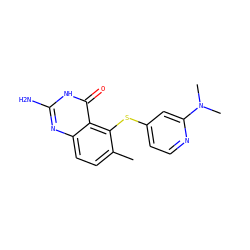 Cc1ccc2nc(N)[nH]c(=O)c2c1Sc1ccnc(N(C)C)c1 ZINC000013826185