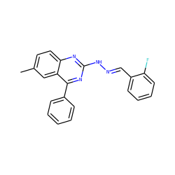 Cc1ccc2nc(N/N=C/c3ccccc3F)nc(-c3ccccc3)c2c1 ZINC000004183557