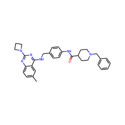 Cc1ccc2nc(N3CCC3)nc(NCc3ccc(NC(=O)C4CCN(Cc5ccccc5)CC4)cc3)c2c1 ZINC000142114527