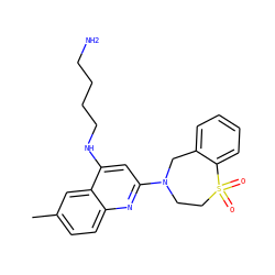 Cc1ccc2nc(N3CCS(=O)(=O)c4ccccc4C3)cc(NCCCCN)c2c1 ZINC000205301107