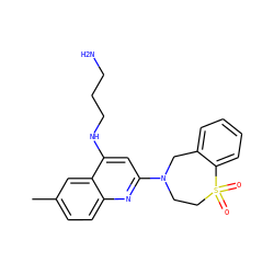 Cc1ccc2nc(N3CCS(=O)(=O)c4ccccc4C3)cc(NCCCN)c2c1 ZINC000205313539