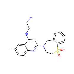 Cc1ccc2nc(N3CCS(=O)(=O)c4ccccc4C3)cc(NCCN)c2c1 ZINC000205292885