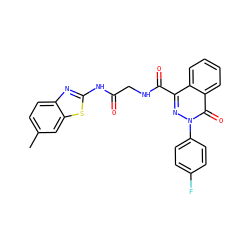 Cc1ccc2nc(NC(=O)CNC(=O)c3nn(-c4ccc(F)cc4)c(=O)c4ccccc34)sc2c1 ZINC000095581463