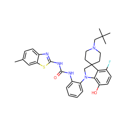 Cc1ccc2nc(NC(=O)Nc3ccccc3N3CC4(CCN(CC(C)(C)C)CC4)c4c(F)ccc(O)c43)sc2c1 ZINC001772617215