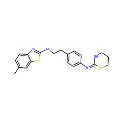Cc1ccc2nc(NCCc3ccc(/N=C4\NCCCS4)cc3)sc2c1 ZINC000049032930