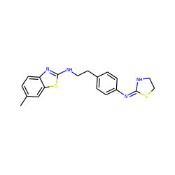 Cc1ccc2nc(NCCc3ccc(/N=C4\NCCS4)cc3)sc2c1 ZINC000049036213