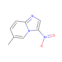 Cc1ccc2ncc([N+](=O)[O-])n2c1 ZINC000012338629