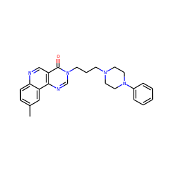 Cc1ccc2ncc3c(=O)n(CCCN4CCN(c5ccccc5)CC4)cnc3c2c1 ZINC000072108002