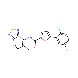 Cc1ccc2nsnc2c1NC(=O)c1ccc(-c2cc(Cl)ccc2Cl)o1 ZINC000001167978