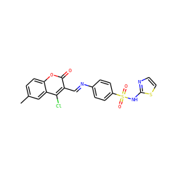 Cc1ccc2oc(=O)c(/C=N/c3ccc(S(=O)(=O)Nc4nccs4)cc3)c(Cl)c2c1 ZINC000096921663