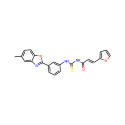 Cc1ccc2oc(-c3cccc(NC(=S)NC(=O)/C=C/c4ccco4)c3)nc2c1 ZINC000001180890