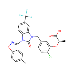 Cc1ccc2onc(-n3c(=O)n(Cc4ccc(Cl)c(O[C@H](C)C(=O)O)c4)c4cc(C(F)(F)F)ccc43)c2c1 ZINC000073199642