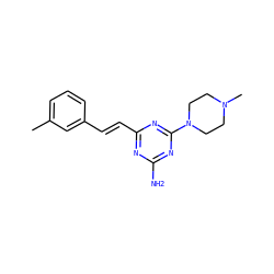 Cc1cccc(/C=C/c2nc(N)nc(N3CCN(C)CC3)n2)c1 ZINC000473146763