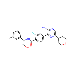 Cc1cccc([C@@H](CO)NC(=O)c2ccc(-c3nc(C4CCOCC4)cnc3N)cc2F)c1 ZINC001772602918