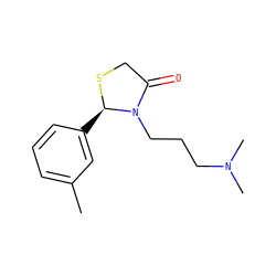 Cc1cccc([C@H]2SCC(=O)N2CCCN(C)C)c1 ZINC000013650869