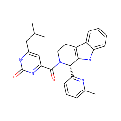 Cc1cccc([C@H]2c3[nH]c4ccccc4c3CCN2C(=O)c2cc(CC(C)C)[nH]c(=O)n2)n1 ZINC000013659365