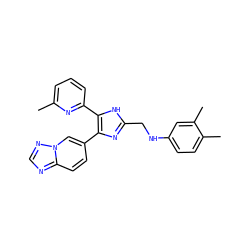 Cc1cccc(-c2[nH]c(CNc3ccc(C)c(C)c3)nc2-c2ccc3ncnn3c2)n1 ZINC000113391495
