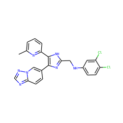 Cc1cccc(-c2[nH]c(CNc3ccc(Cl)c(Cl)c3)nc2-c2ccc3ncnn3c2)n1 ZINC000113383931