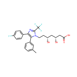Cc1cccc(-c2c(-c3ccc(F)cc3)nc(C(F)(F)F)n2CC[C@@H](O)C[C@@H](O)CC(=O)O)c1 ZINC000013833945