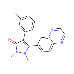 Cc1cccc(-c2c(-c3ccc4nccnc4c3)n(C)n(C)c2=O)c1 ZINC000034997467
