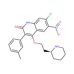 Cc1cccc(-c2c(OCC[C@@H]3CCCCN3)c3cc([N+](=O)[O-])c(Cl)cc3[nH]c2=O)c1 ZINC000029417555