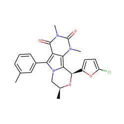 Cc1cccc(-c2c3c(=O)n(C)c(=O)n(C)c3c3n2C[C@H](C)O[C@@H]3c2ccc(Cl)o2)c1 ZINC000209512048