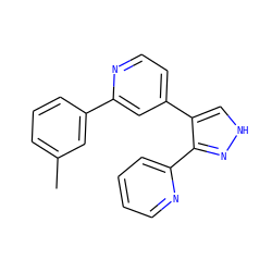 Cc1cccc(-c2cc(-c3c[nH]nc3-c3ccccn3)ccn2)c1 ZINC000013684394