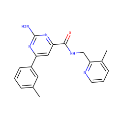 Cc1cccc(-c2cc(C(=O)NCc3ncccc3C)nc(N)n2)c1 ZINC000045348299