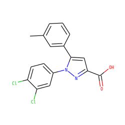 Cc1cccc(-c2cc(C(=O)O)nn2-c2ccc(Cl)c(Cl)c2)c1 ZINC000299863133