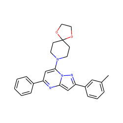 Cc1cccc(-c2cc3nc(-c4ccccc4)cc(N4CCC5(CC4)OCCO5)n3n2)c1 ZINC000001341348