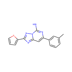 Cc1cccc(-c2cc3nc(-c4ccco4)nn3c(N)n2)c1 ZINC000028116428