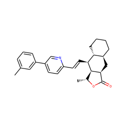 Cc1cccc(-c2ccc(/C=C/[C@@H]3[C@@H]4[C@@H](C)OC(=O)[C@@H]4C[C@@H]4CCCC[C@H]43)nc2)c1 ZINC000013673177