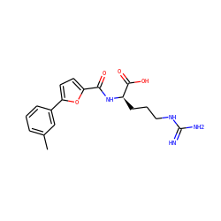Cc1cccc(-c2ccc(C(=O)N[C@H](CCCNC(=N)N)C(=O)O)o2)c1 ZINC000028707114