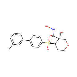 Cc1cccc(-c2ccc(S(=O)(=O)[C@@H]3CCOC[C@]3(O)C(=O)NO)cc2)c1 ZINC000028371316
